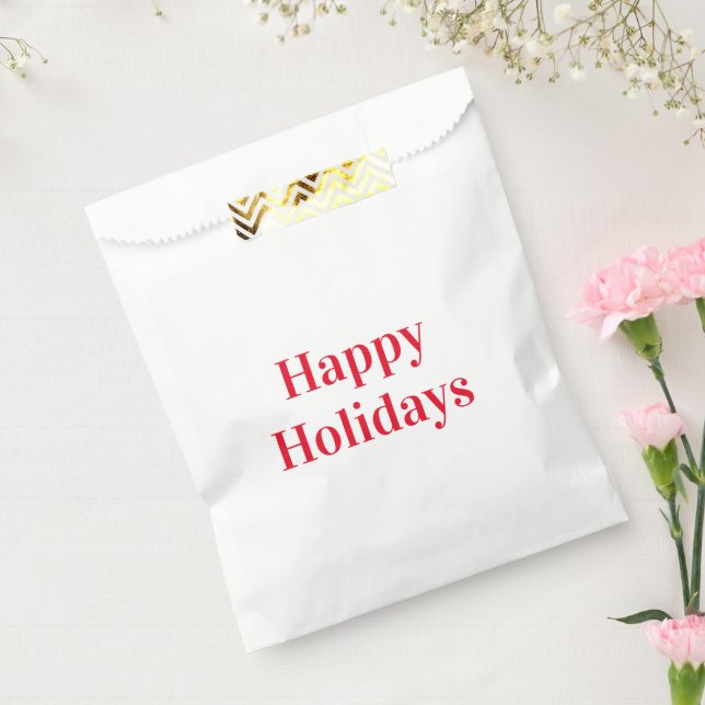 "Happy Holidays", rotes weißes Geschenk Geschenktütchen (Versiegelt)