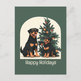 Happy Holidays Rottweiler Hunde Postkarte