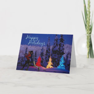 Happy Holidays - Running Couple Feiertagskarte