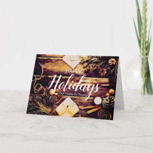 Happy Holidays Rustic Artwork Grußkarte Karte