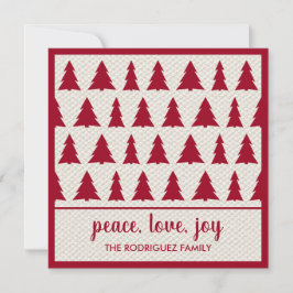 Happy Holidays Rustic Burgundy Beige Tree Muster Feiertagskarte