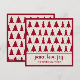 Happy Holidays Rustic Burgundy Beige Tree Muster Feiertagskarte