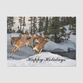 Happy Holidays Rustic Deer in Winter Seidenpapier