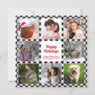 Happy Holidays Rustic Family Foto Collage Feiertagskarte