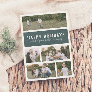 Happy Holidays Rustic Modern Holiday Foto Collage Feiertagskarte