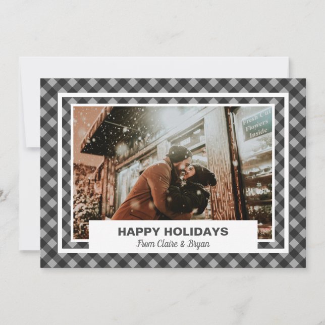 Happy Holidays Rustikales Personalisiertes Foto Feiertagskarte (Vorderseite)