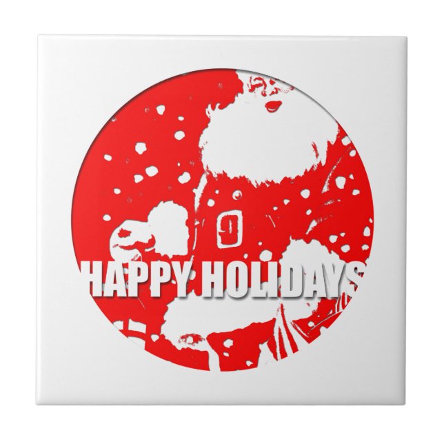 Happy Holidays - Santa Claus - Fliese (Vorderseite)