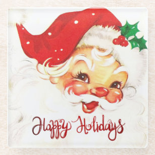 Happy Holidays, Santa Claus Retro Glasuntersetzer