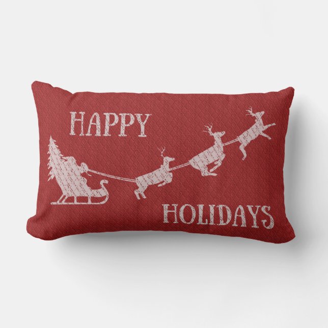Happy Holidays Santa in Sleigh Lendenkissen (Vorderseite)
