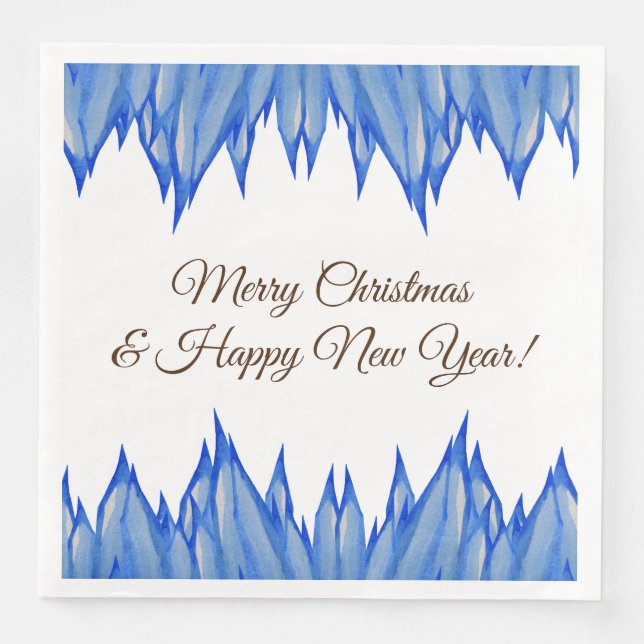 Happy Holidays, Schneeflocken, Icicles Paper Napki Serviette (Vorderseite)