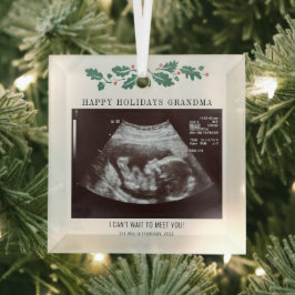 Happy Holidays Schwangerschaft Ultrasound Foto Oma Ornament Aus Glas