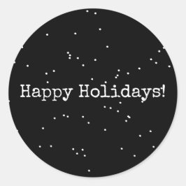 Happy Holidays Schwarz und Weiß Minimalistisch Runder Aufkleber