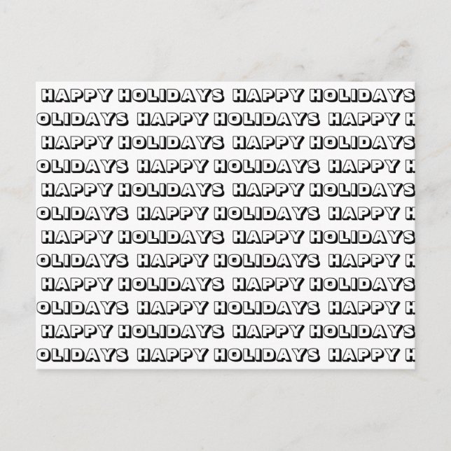 "Happy Holidays" Schwarz-weiß Postkarte (Vorderseite)