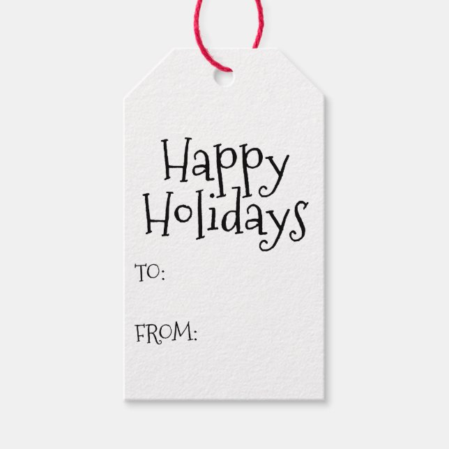 Happy Holidays Schwarz-weiß von niedlich Geschenkanhänger (Vorderseite)