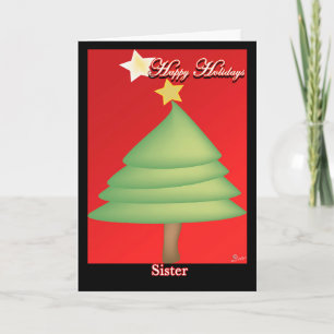Happy Holidays Schwester Green Pine Baum heller St Dankeskarte