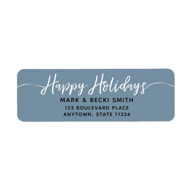 Happy Holidays Script Blue Adresse (Vorne)