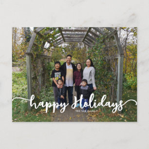 Happy Holidays Script Calligraphy Family Foto Feiertagspostkarte