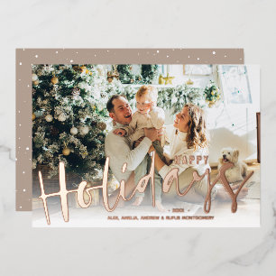 Happy Holidays Script Foto Rose Gold Folien Feiertagskarte
