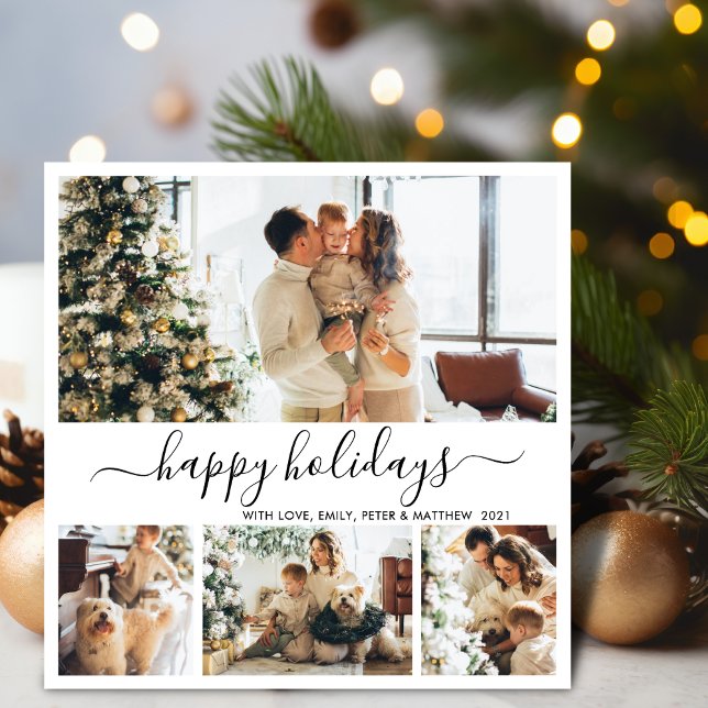 Happy Holidays Script Foto Weihnachtskarte Feiertagskarte (Von Creator hochgeladen)