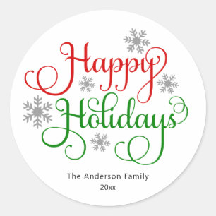 Happy Holidays Script Holiday Runder Aufkleber