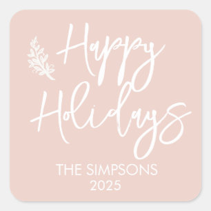 Happy Holidays Script Modernes Minimalistisches Quadratischer Aufkleber