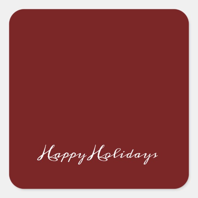 Happy Holidays Script Red Simple Modern Holiday Quadratischer Aufkleber (Vorderseite)