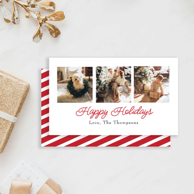 Happy Holidays Script - Triple Foto Card Mitteilungskarte (Von Creator hochgeladen)