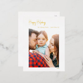 Happy Holidays Script Vertical Single Foto Gold Folien Feiertagspostkarte