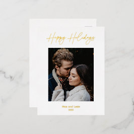 Happy Holidays Scripted Elegant Folien Feiertagspostkarte