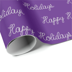 Happy Holidays Seiltext auf lila Geschenkpapier