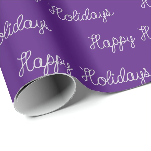 Happy Holidays Seiltext auf lila Geschenkpapier (Rolleneckpunkt)