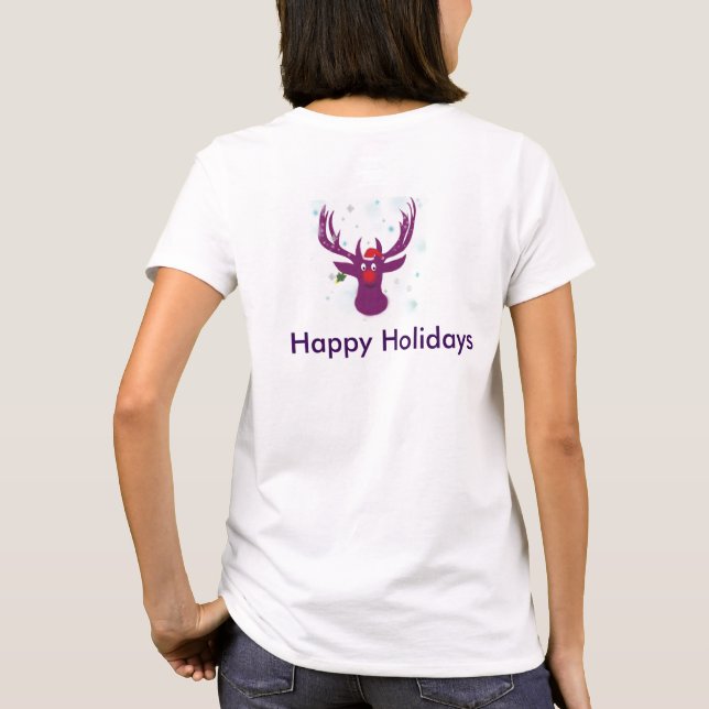 Happy Holidays Shirt Rentier Basic T - Shirt (Rückseite)