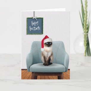 Happy Holidays Siamese Cat Feiertagskarte