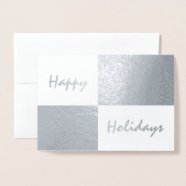 Happy Holidays Silver Foil and White Rectangle Folienkarte