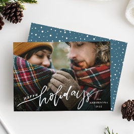 Happy Holidays Silver Foil Script Holiday Card Folieneinladung