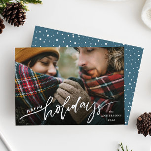 Happy Holidays Silver Foil Script Holiday Card Folieneinladung