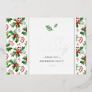 Happy Holidays Simple Christmas Berry Folien Feiertagskarte