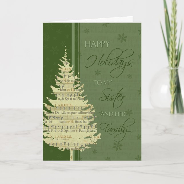 Happy Holidays Sister & Family Weihnachtskarte Feiertagskarte (Vorderseite)