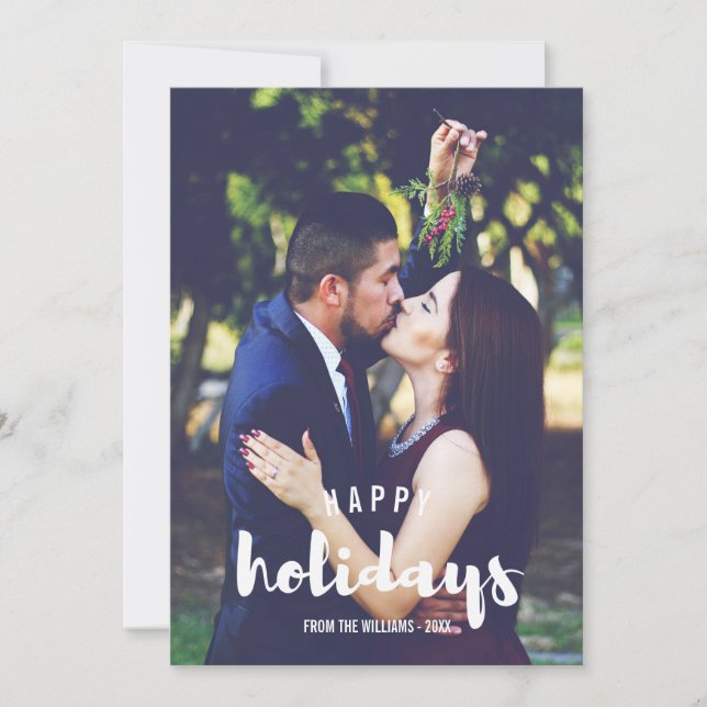 Happy Holidays Sketched Personalisiertes Foto Feiertagskarte (Vorderseite)