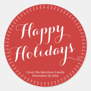 Happy Holidays Skript dunkelrot benutzerdefinierte Runder Aufkleber