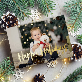 "Happy Holidays" Skripttypografie Custom Foto Folien Feiertagskarte
