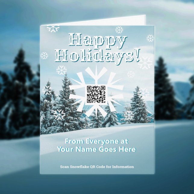 Happy Holidays Small Xmas Card Snowflake QR Code Karte (Von Creator hochgeladen)