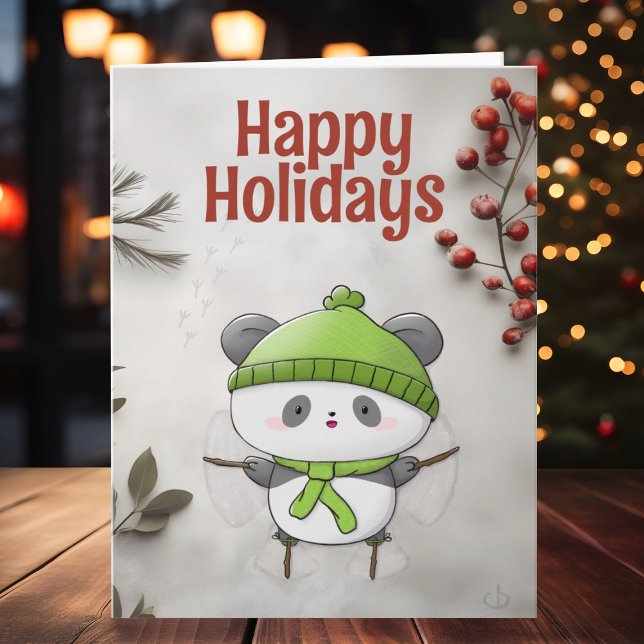 Happy Holidays, Snow Angel Panda, kawaii Weihnacht Karte (Von Creator hochgeladen)