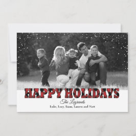 Happy Holidays Snow Card | Buffalo Kariert Feiertagskarte