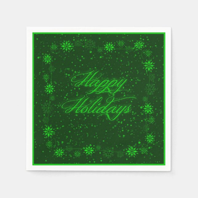 Happy Holidays Snow Green Christmas Napkins Serviette (Vorderseite)