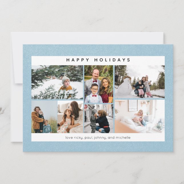 Happy Holidays Snow & Multi Foto Card (Vorderseite)