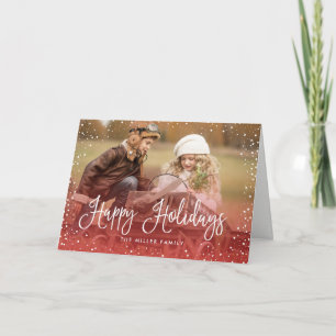 Happy Holidays Snow RED Feiertagskarte