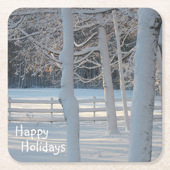 Happy Holidays Snow Scene Party Untersetzer (Vorderseite)
