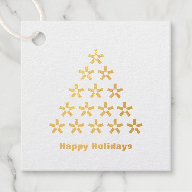 Happy Holidays Snow Stars Baumpapier Geschenkanhänger (Vorderseite)