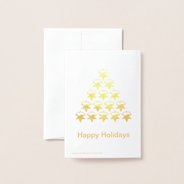 Happy Holidays Snow Stars Tree Weihnachten Folienkarte (Rückseite mit Umschlag)